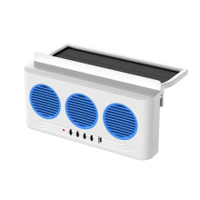 Solar-Powered Car Air Circulation Fan with Red Light, Safe Cooling, Made of ABS Material. White