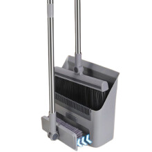 3-in-1 broom and dustpan set gray long handle