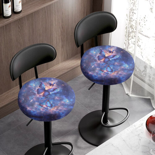 Galaxy Butterfly Bar Stool Cushion Covers Polyester Round 2