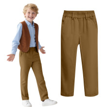 Boys School Uniform Pants Stretch Cotton Chino Navy Khaki