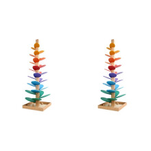 2X Rainbow Musical Tree Toy Wooden Petals Assembly and Marble Run Balls Tracking Toy Kids Educational Music Tree Toys