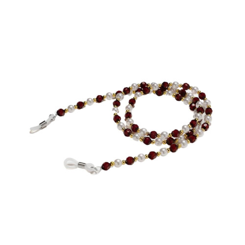 Retro beaded eyeglass chain with imitation pearls