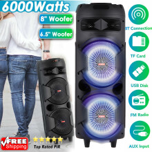 6000W 8inch Portable Bluetooth Speaker Sub woofer Heavy Bass Sound System & Mic