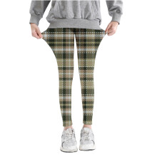 Girls Lattice Print High Waist Stretchy Tights Brown