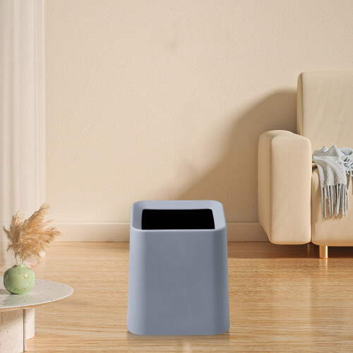 Square Trash Can Gray Plastic Minimalist 10L