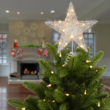 LED Five-Pointed Star Tree Topper Gold Silver