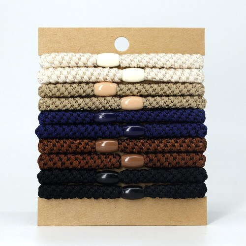 Elastic Hair Ties Soft Cotton 10PCS Black