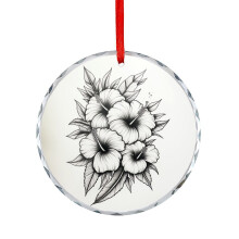 Hibiscus Glass Christmas Ornament Tropical Design 1 Piece