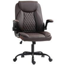 Faux Leather Office Chair. with Flip-Up Armrests - Brown