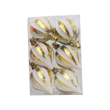 Christmas Balls Ornament Yellow White 4 Inch 6PCS