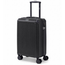 LUGG SkyRover 20In ABS Hard Shell 55x35x23cm Suitcase, TSA Lock, 4 Swivel Wheels, Telescopic Handle, Black