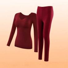 Women's Winter Fleece Pajama Set with Padded Bra Red Lace