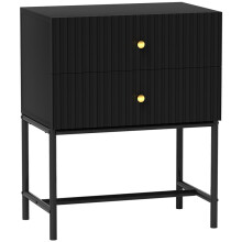 Elegant Two-Drawer Bedside Table - Black