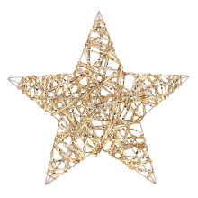 Gold 5-Point Metal Wire Star Ornament for Christmas Tree
