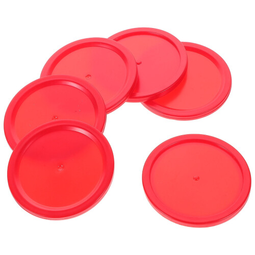 Red Plastic Ice Hockey Pucks 6 Pieces