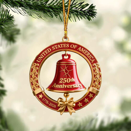 Red US 250th Anniversary Clock Pendant Acrylic Ornament