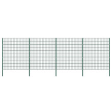 vidaXL Zaunelement mit Pfosten Eisen 694,5 x 200 cm Grün