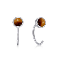 Sterling Silver Half Hoop Earrings Hypoallergenic Tiger's