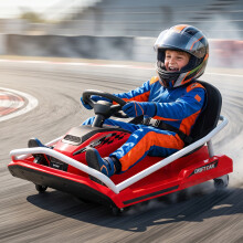 AIYAPLAY 24V Electric Go Kart for Kids with Drift Mode, Soft Start, Red