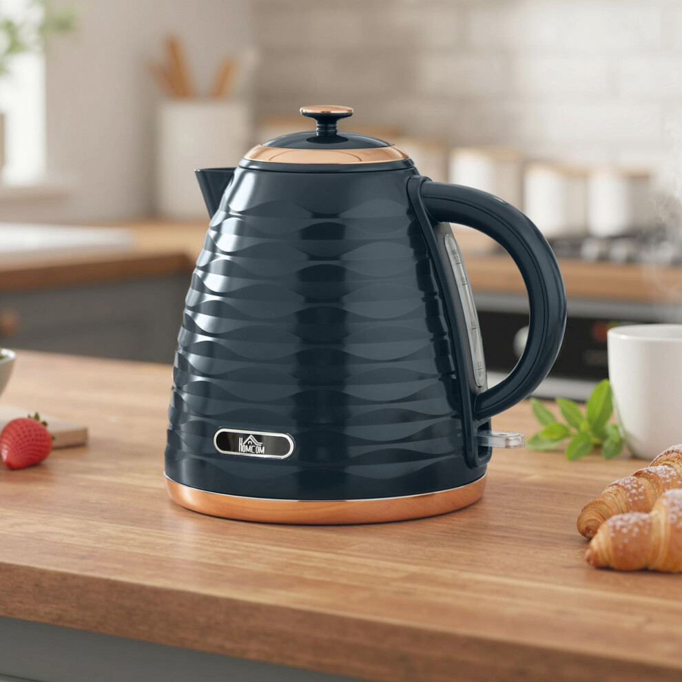 Homcom Electric Kettle, Fast Boil, 1.7L, 3Kw, Swivel, Dark Blue Ripple