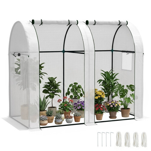 94 x 185cm Mini Two-Room Greenhouse - White
