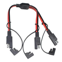 14AWG SAE Y Splitter Connector Cable, SAE 1 to 2 Power Automotive Extension Cable with A Reverse Polarity Adapter