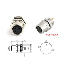 M8 Sensor Connector Panel Back Mount Waterproof Flange
