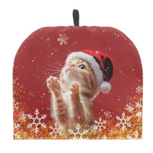 Christmas Cat Tea Cozy for Teapot Insulated with Hanging