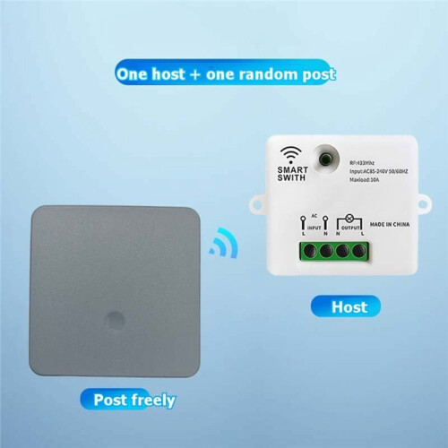 RF Wireless  Light  Without Neutral 433Mhz Wireless Remote Control  Kit AC110-250V for Light Lamp Gray 1