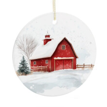 Red Barn Christmas Ornament Snow Winter Farmhouse 2025
