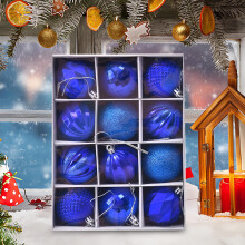 Shatterproof Glitter Christmas Ball Ornaments 2.4In Blue 2