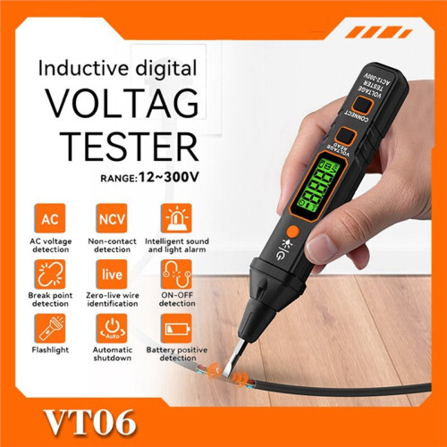 VT06 Intelligent Inductive Tester Pen NCV Continuity Test Voltage Test Pen Live/Null Wire Test Electrical Tool 2