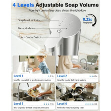 Touchless Automatic Liquid Soap Dispenser, Stainless Steel, Rechargeable for Hand & Dish Soap, Bathroom Kitchen Hotel