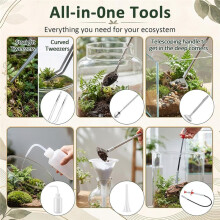 7 Pcs Terrarium Tools Set Includes Long Aquarium Tweezers, Telescoping Rake, Terrarium Funnel for Aquascape