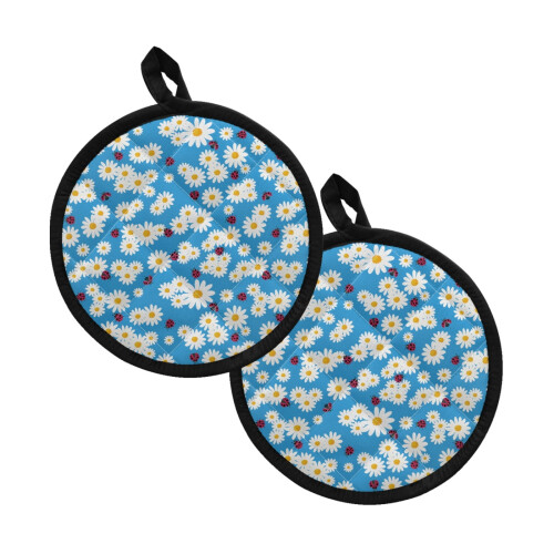 Heat-Resistant Pot Holders with Pockets 2 pcs 8 inch round