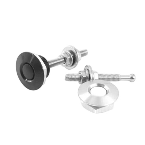 4pc Universal Aluminum Push Button Quick Release Car Front Bumper Hood Pin Engine Bonnet Lock for Racing Silver 2