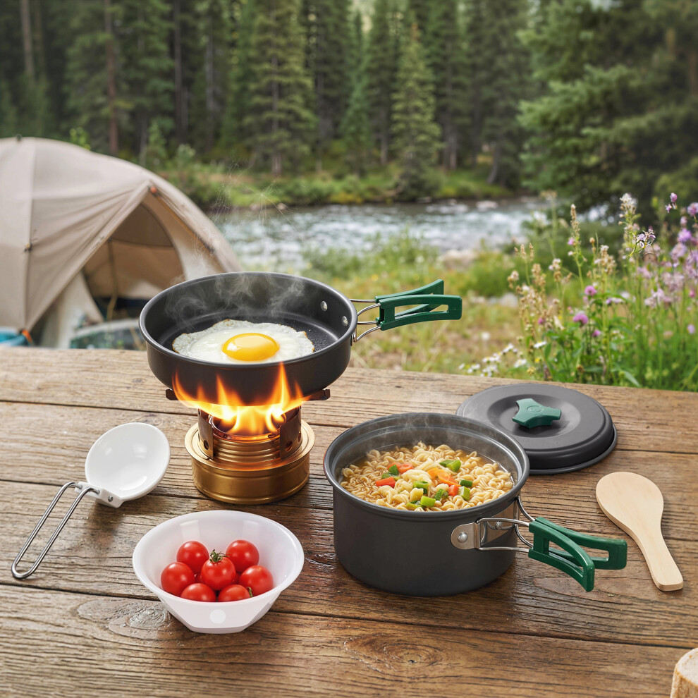 Outsunny Camping Cookware Set, 8-Piece Ultralight Camping Cooking Kit Grey