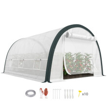 4 x 3(m) Walk-In Tunnel Greenhouse, with Accessories - White