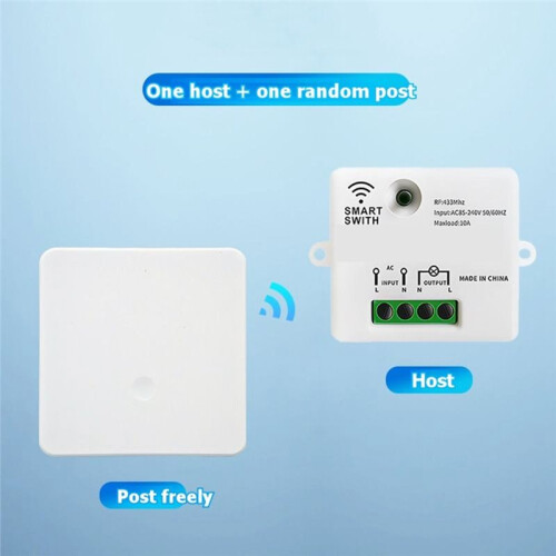 RF Wireless  Light  Without Neutral 433Mhz Wireless Remote Control  Kit AC110-250V for Light Lamp White 1
