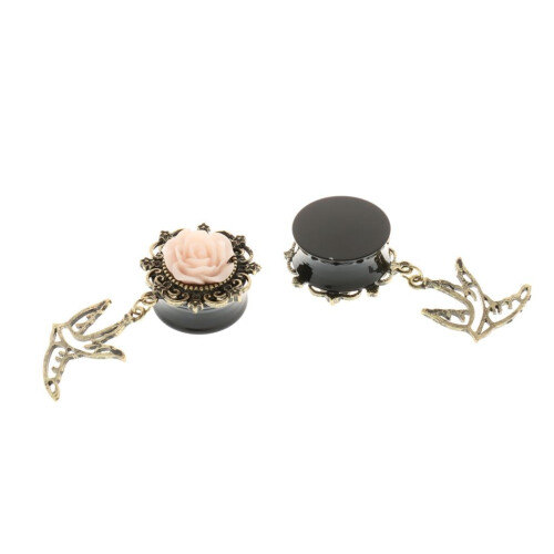 Vintage Sparrow Dangle Ear Tunnels Pink 20mm 2