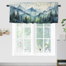 Misty Forest Valance Rod Pocket Curtain Watercolor Green