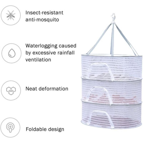Drying Rack, Three-Layer Foldable Hanging Mesh with Zipper, Outdoor Drying Rack, for Drying Herbs, Vegetables 1