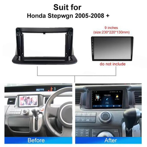 Painel Frontal de 9 Polegadas para Rádio Estéreo para Android de Carro 2DIN, Peças para  StepWGN RG1 2005-2008