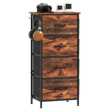 Chest of Four Fabric Drawers - Rustic Brown