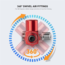 360 Rotating Air Hose Connector 1/4 Inch NPT Industrial Pneumatic Fitting 150PSI Corrosions Resistants for Sander Tool