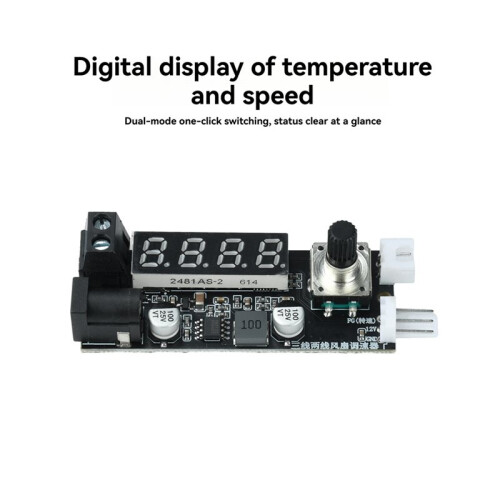 DC12V 3A PWM Fan Speed Controller 2/3 Wire Fan Governor Temperature/RPM Display Temperature Control Cooling 2