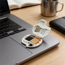 3D Printed SIM & TF Card Holder, Portable Memory Card Storage Case,Shockproof Holder White