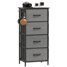 Chest of Four Fabric Drawers - Charcoal Grey