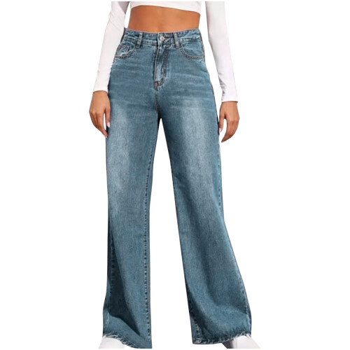 Women's High-Waisted Wide-Leg Denim Jeans