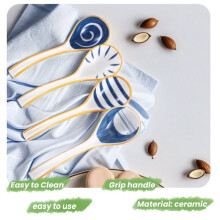 Ceramics Soup Spoons Set of Japanese Soup Spoon Long Handle Soup Spoons for Pho Ramen Noodles Wonton Dumpling Rice